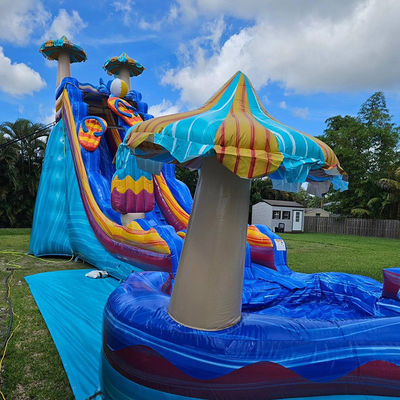 Anregende Ozeanfarben-Wasserrutschspiele PVC aufblasbar mit großem Blumenpool