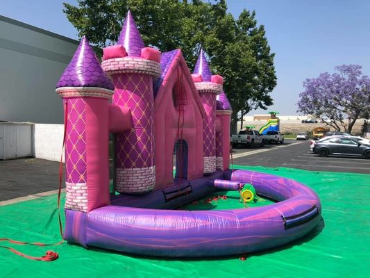 Outdoor-Spielplatz Custom PVC Aufblasbare rosa Burg Hintergrund für Geburtstag/Hochzeit