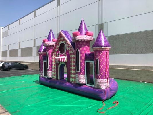 Outdoor-Spielplatz Custom PVC Aufblasbare rosa Burg Hintergrund für Geburtstag/Hochzeit