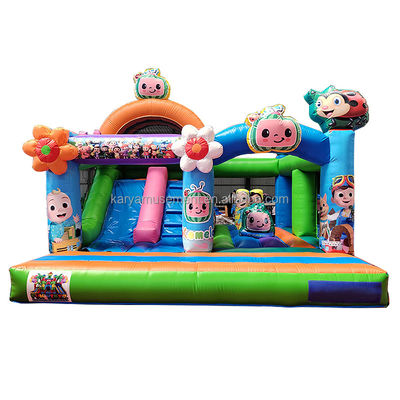 CE/EN71/EN14960 Zertifizierter Cocomelon-Themen-Trampolin für Kinderpartys mit Rutsche