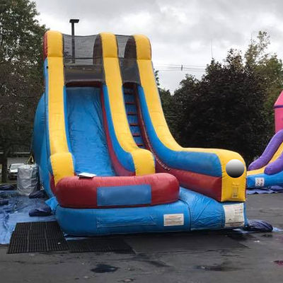 Blau und Gelb Springer aufblasbare Wasserrutsche mit Splash Pool