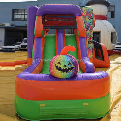 Unisex Halloween-Sprunghaus mit Doppelkanal-Wasserrutsche und Regenbogen aufblasbares Schloss