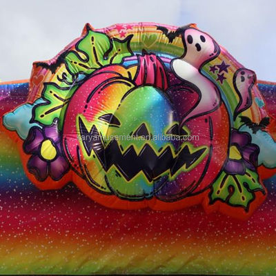 Unisex Halloween-Sprunghaus mit Doppelkanal-Wasserrutsche und Regenbogen aufblasbares Schloss
