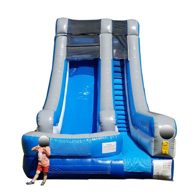 Blaue PVC aufblasbare kommerzielle Wasserrutsche mit Pool und spannendem Design