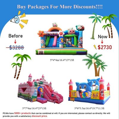 0.55mm PVC Vinyl Tarpaulin Aufblasbare Combo Schloss Rutsche für Kinder im Vergnügungspark