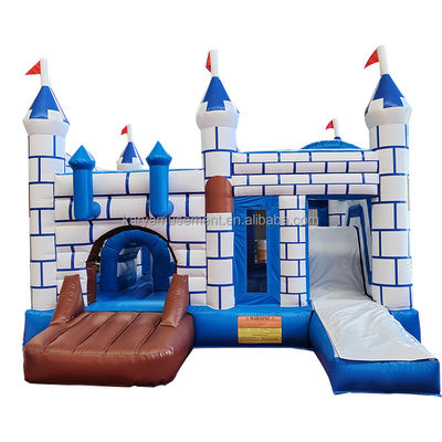 Commercial PVC Sprungburg Combo mit Rutsche Unisex Blau und Weiß Schloss Spielplatz
