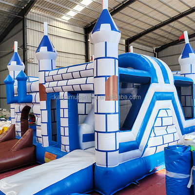Commercial PVC Sprungburg Combo mit Rutsche Unisex Blau und Weiß Schloss Spielplatz