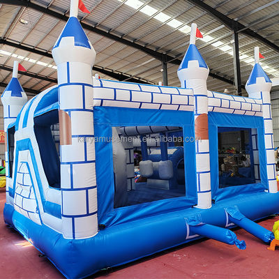 Commercial PVC Sprungburg Combo mit Rutsche Unisex Blau und Weiß Schloss Spielplatz