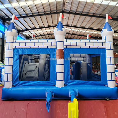 Commercial PVC Sprungburg Combo mit Rutsche Unisex Blau und Weiß Schloss Spielplatz