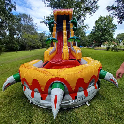 Große aufblasbare Rutschen für Erwachsene 36ft Spannendes Sprungspiel mit tropischem Dinosaurierthema