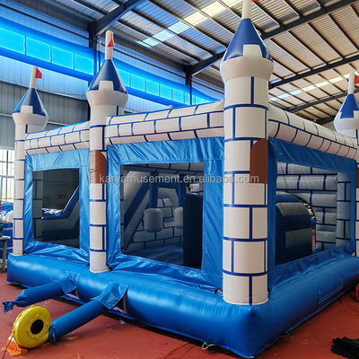 Commercial PVC Sprungburg Combo mit Rutsche Unisex Blau und Weiß Schloss Spielplatz