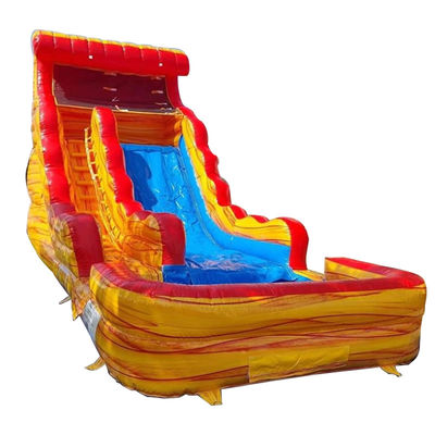 Individuelles Logo kommerzieller PVC-Wasserpark Gelber Marmor aufblasbare Rutsche mit Pool