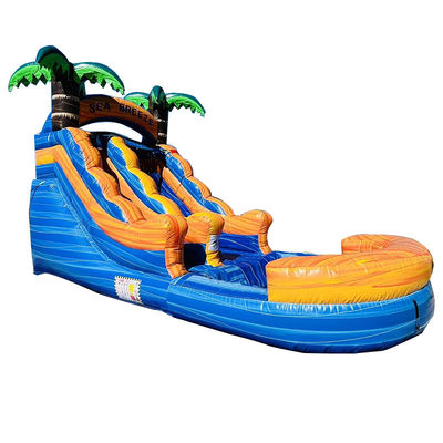 Anpassbares gewerbliches Verleih PVC aufblasbarer Wasserpark mit Palmbaumwasserrutsche