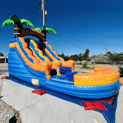 Anpassbares gewerbliches Verleih PVC aufblasbarer Wasserpark mit Palmbaumwasserrutsche