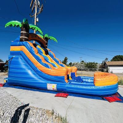 Anpassbares gewerbliches Verleih PVC aufblasbarer Wasserpark mit Palmbaumwasserrutsche