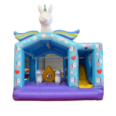 Unisex PVC Exquisite Regenbogen Einhorn Aufblaser Sprungschloss für Spielplatz