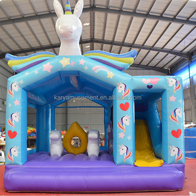Unisex PVC Exquisite Regenbogen Einhorn Aufblaser Sprungschloss für Spielplatz