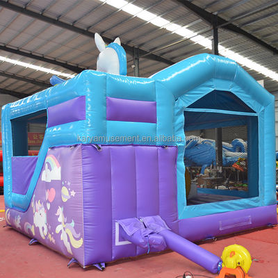 Unisex PVC Exquisite Regenbogen Einhorn Aufblaser Sprungschloss für Spielplatz