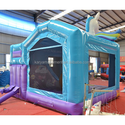 Unisex PVC Exquisite Regenbogen Einhorn Aufblaser Sprungschloss für Spielplatz