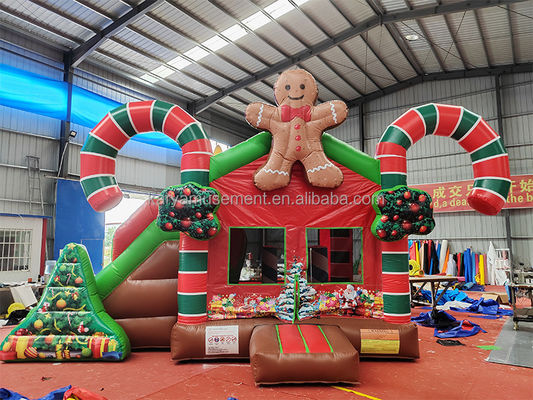 Innen- und Außenhandel aufblasbares Weihnachtssprunghaus mit Doppelschienen und Blaser