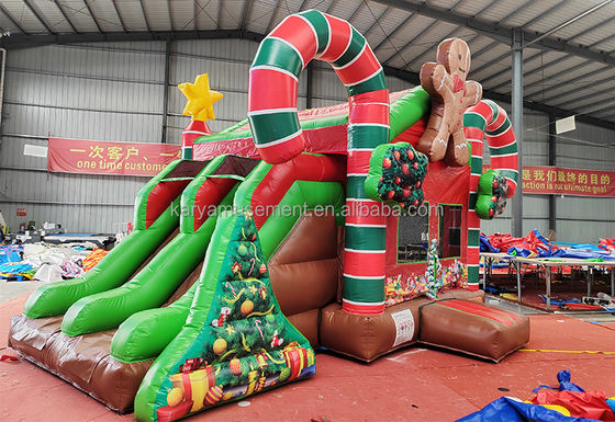 Innen- und Außenhandel aufblasbares Weihnachtssprunghaus mit Doppelschienen und Blaser