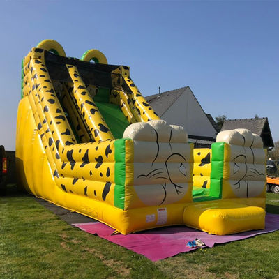 Digitales Drucken Gelber Leopard Druck aufblasbare Sprungwasserrutsche für Kinder und Erwachsene