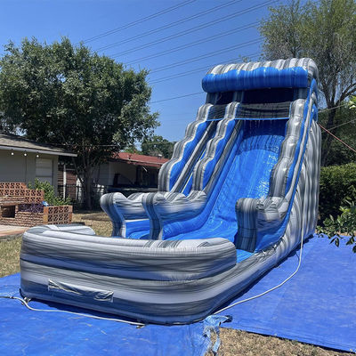 Außenvermietung Grauer Marmor PVC Blauer Wasserrutschen mit Pool und Sprung