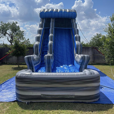 Außenvermietung Grauer Marmor PVC Blauer Wasserrutschen mit Pool und Sprung