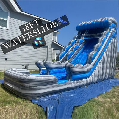 Außenvermietung Grauer Marmor PVC Blauer Wasserrutschen mit Pool und Sprung