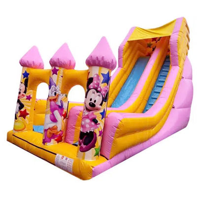 5-10 Passagiere Kommerzielle PVC-Cartoon-Stil Pink Springen Trocken- oder Wasserrutsche Aufblasbarer Türsteher Haus Rutsche Party Miete