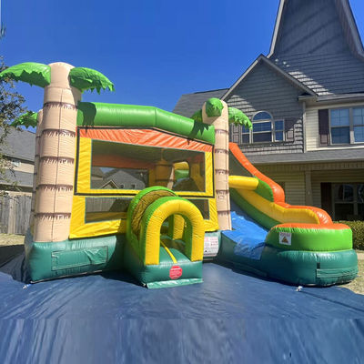 Eigenschaften PORTABLE Aufblasbares Schloss Palmbaum Sprunghaus mit Rutsche und kleinem Pool