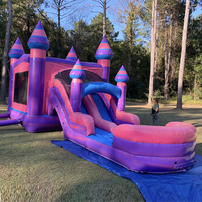 Kinder aufblasbare Trampolin Party Vermietung Pink Princess Castle Combo mit Schieberad und Blaser