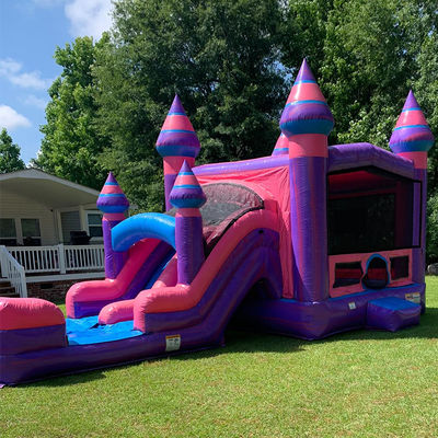 Kinder aufblasbare Trampolin Party Vermietung Pink Princess Castle Combo mit Schieberad und Blaser