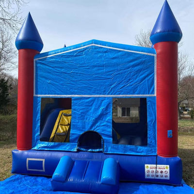 angepasste Farbe Kinder Blaues Schloss PVC aufblasbares Sprunghaus mit Innenrutsche