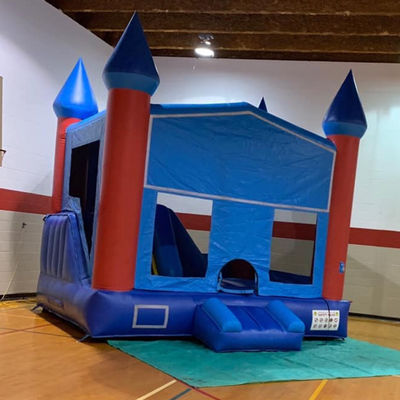 angepasste Farbe Kinder Blaues Schloss PVC aufblasbares Sprunghaus mit Innenrutsche