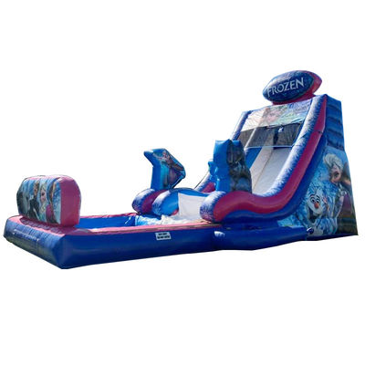 Maximale Kapazität 100-500kg Aufblasbare eingefrorene Themen Bounce House Wasserrutsche mit großem Pool
