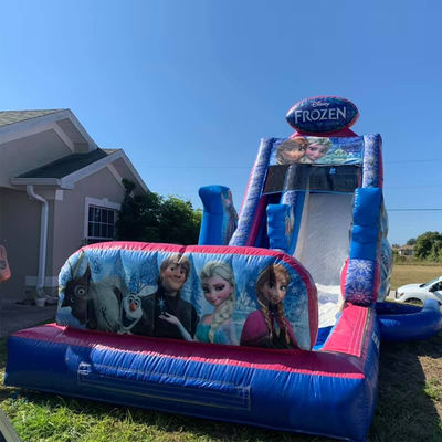 Maximale Kapazität 100-500kg Aufblasbare eingefrorene Themen Bounce House Wasserrutsche mit großem Pool