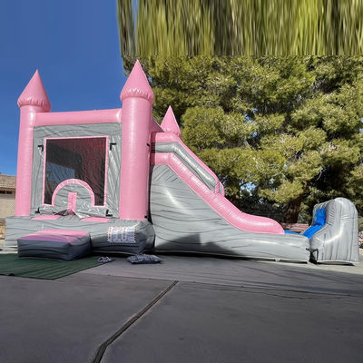 Pink und Grau Kinderburg Aufblasbares Sprunghaus Schlittschwimmbad Kombo Party Miete