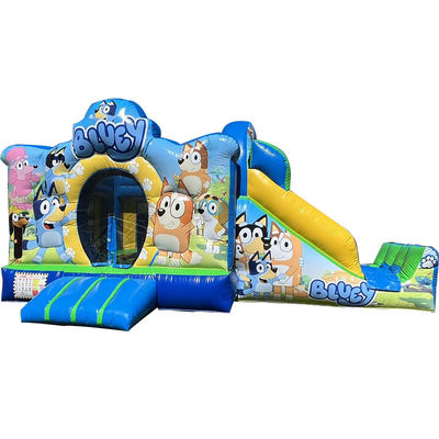 Vermietung für Geschäftspartys PVC Bluey Cartoon Bounce Jumping House Schloss mit Rutsche
