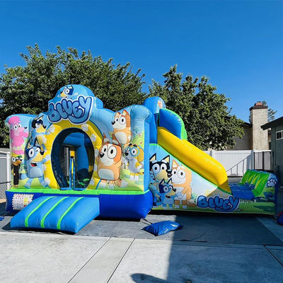 Vermietung für Geschäftspartys PVC Bluey Cartoon Bounce Jumping House Schloss mit Rutsche