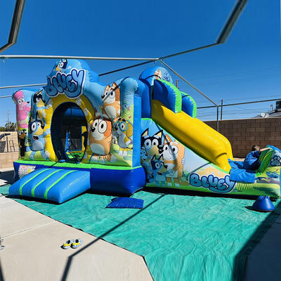 Vermietung für Geschäftspartys PVC Bluey Cartoon Bounce Jumping House Schloss mit Rutsche