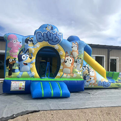 Vermietung für Geschäftspartys PVC Bluey Cartoon Bounce Jumping House Schloss mit Rutsche
