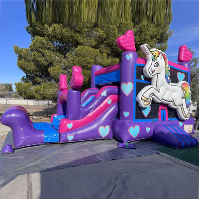 Reparatur-Kits zur Verfügung gestellt kommerzielle PVC Rainbow Einhorn Sprunghaus mit Rutsche und Pool