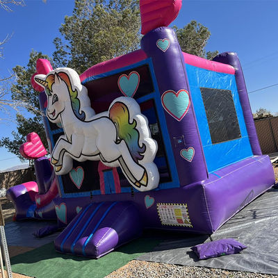 Reparatur-Kits zur Verfügung gestellt kommerzielle PVC Rainbow Einhorn Sprunghaus mit Rutsche und Pool