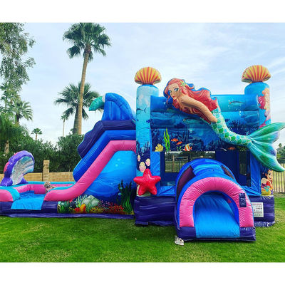 Kinder Bouncy Castle Meerjungfrau Thema Aufblasbares Sprunghaus mit Schiebe kundenspezifische Farbe