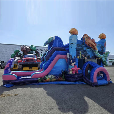 Kinder Bouncy Castle Meerjungfrau Thema Aufblasbares Sprunghaus mit Schiebe kundenspezifische Farbe