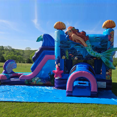 Kinder Bouncy Castle Meerjungfrau Thema Aufblasbares Sprunghaus mit Schiebe kundenspezifische Farbe