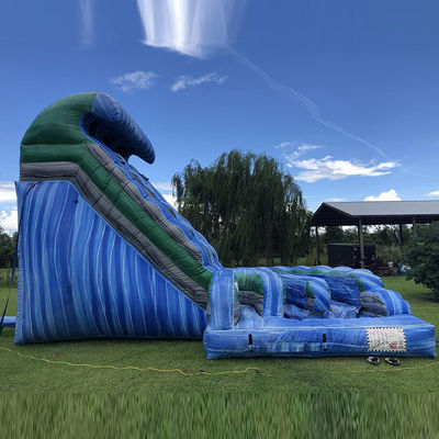 Außen-Wasserpark riesige Wellenform aufblasbare Trockenslide mit Doppelslide in blauem PVC