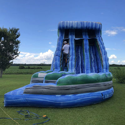 Außen-Wasserpark riesige Wellenform aufblasbare Trockenslide mit Doppelslide in blauem PVC