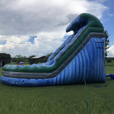 Außen-Wasserpark riesige Wellenform aufblasbare Trockenslide mit Doppelslide in blauem PVC
